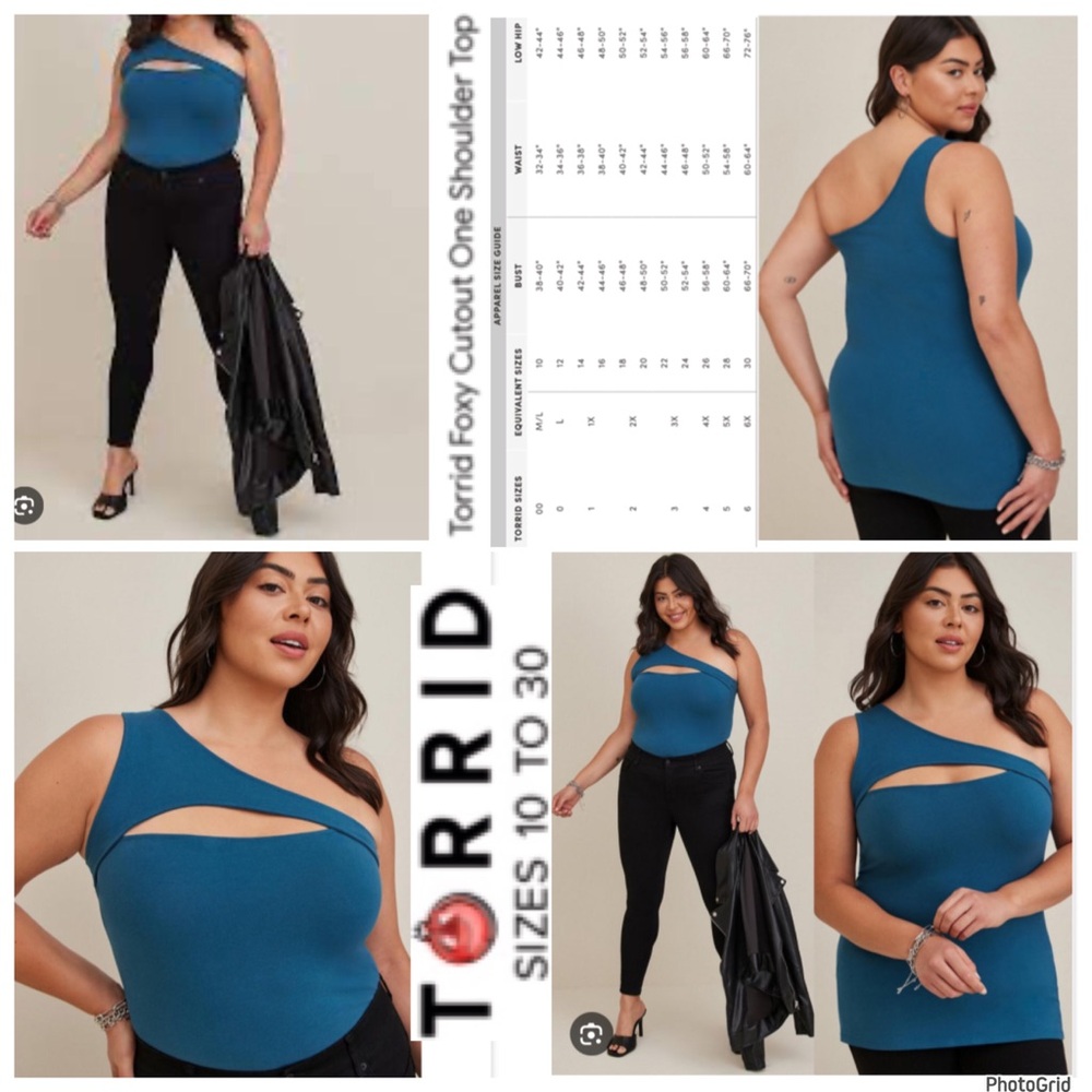 Torrid 5 plus size blue cut out one shoulder top NWT